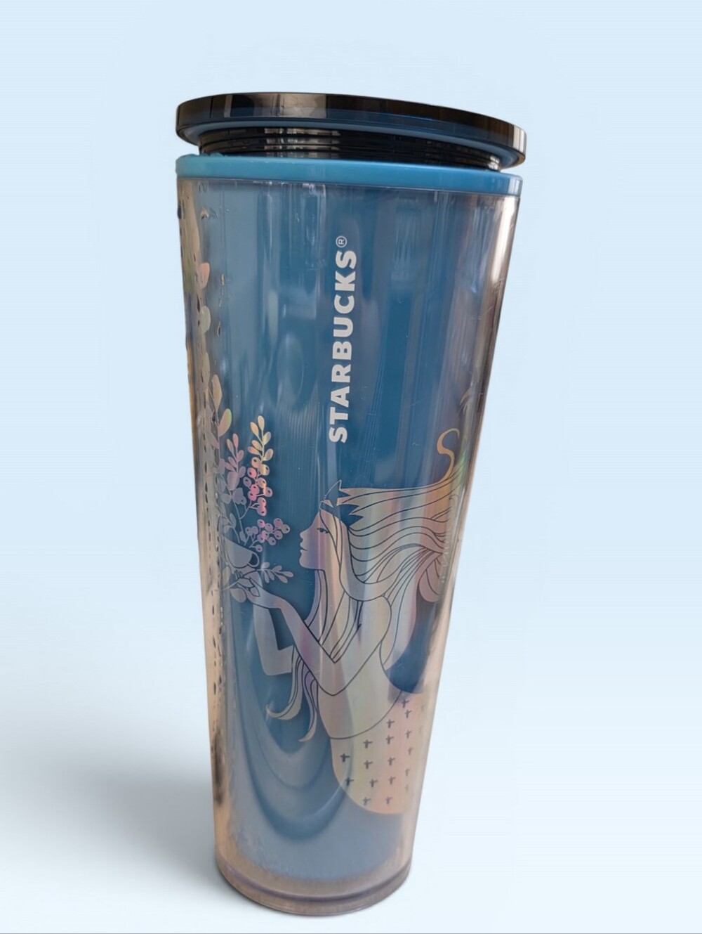 Starbucks Iridescent Blue Mermaid Holographic Tumbler with Teal Colored Straw - Picture 5 of 7